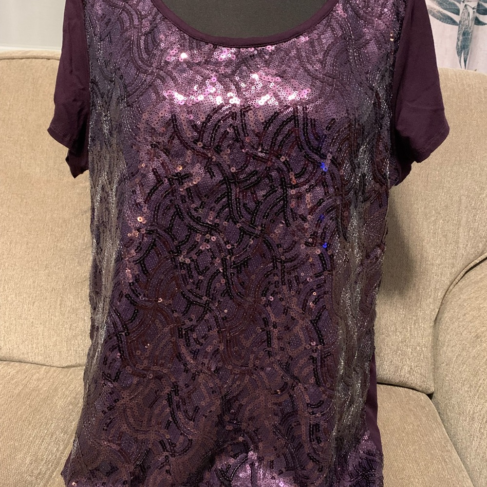 Reitmans Purple Sequin Women's Top